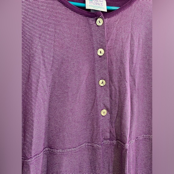 Fresh Produce Vintage Maxi Dress Purple Stripe Size Large Made in USA - Picture 4 of 9